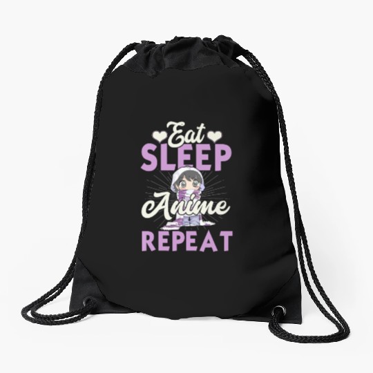 Eat Sleep Anime Repeat Japanese Manga Lover Cospla Drawstring Bags