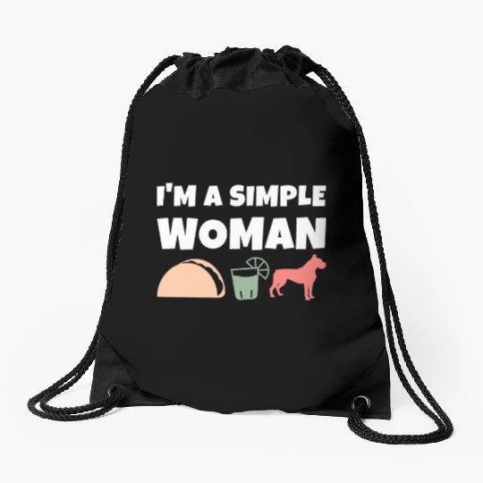 I'm A Simple Woman Tacos Tequila Boxer Dog Drawstring Bags