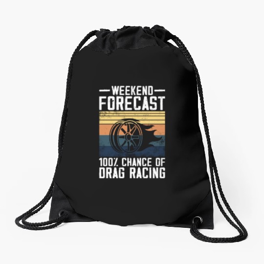 Drag Racing Race Car Retro Vintage Drawstring Bags