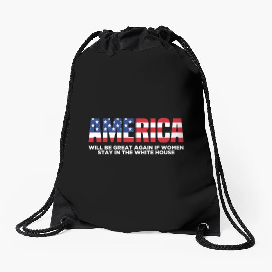 America Will Be Great Again Black Drawstring Bags