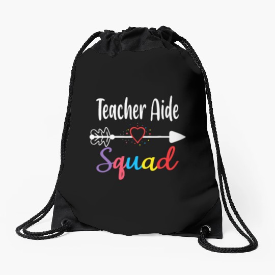 Teacher Aide Squad Funny Back To School Teacher su Drawstring Bags
