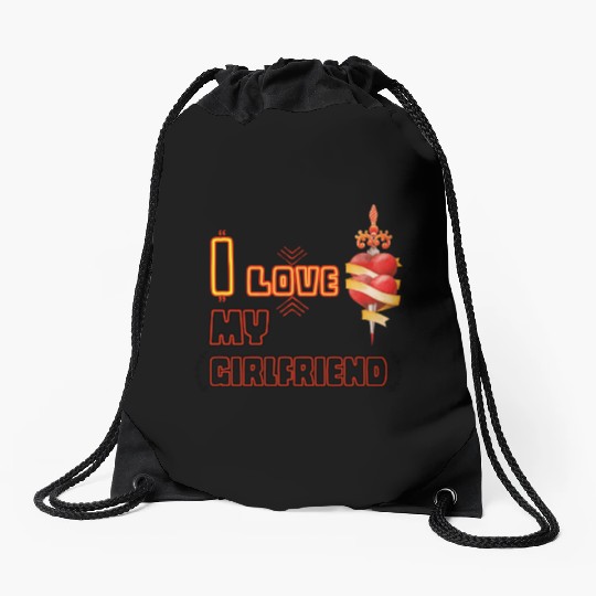 I Love My Girlfriend Quote Design267 Drawstring Bags