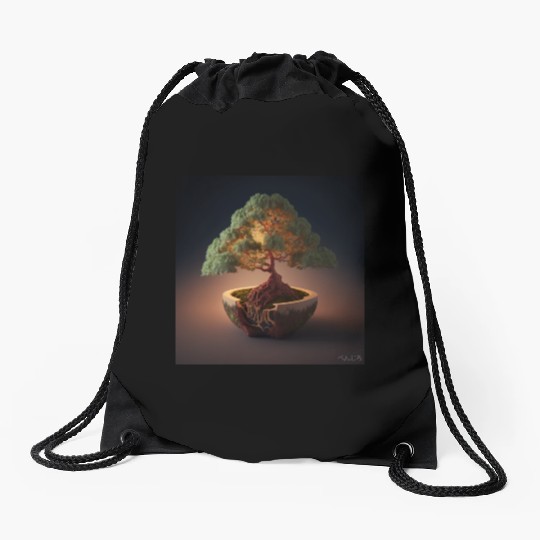 Cannabonsai - Bonsai Tree, Minimalist Cannabis Drawstring Bags
