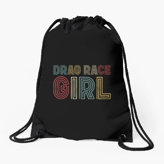 Drag Racing Race Car Girl Retro Drawstring Bags