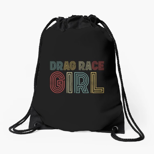 Drag Racing Race Car Girl Retro Drawstring Bags