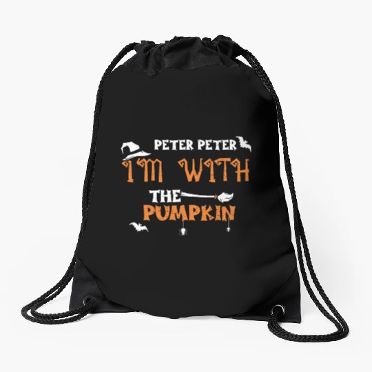 Peter Peter I'm with the Pumpkin Drawstring Bags