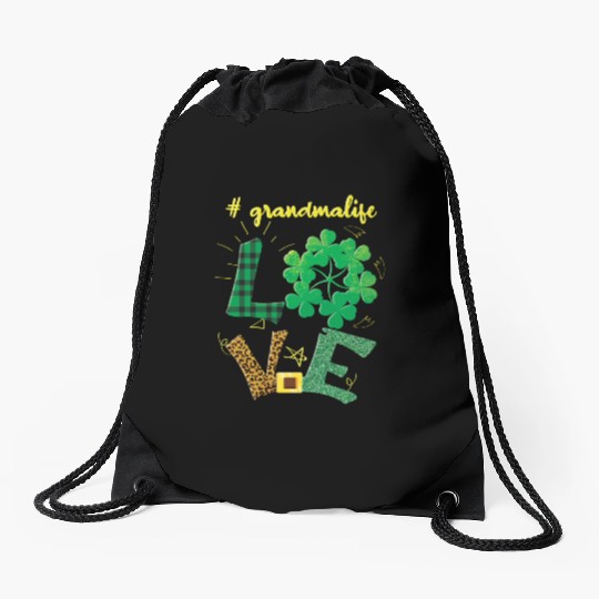 Love Grandma Shamrock Saint Patrick Day Drawstring Bags