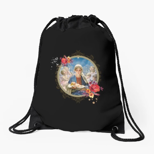 Christmas Nativity Star Blessed Mother Mary Jesus Drawstring Bags