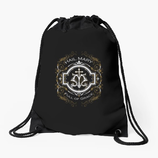 Ave Maria Schubert Latin Mass Blessed Mother Mary Drawstring Bags