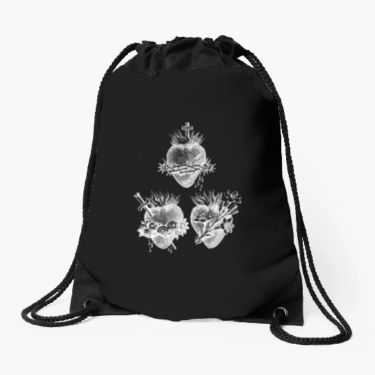 Sacred Heart of Jesus and Immaculate Heart of Mary Drawstring Bags