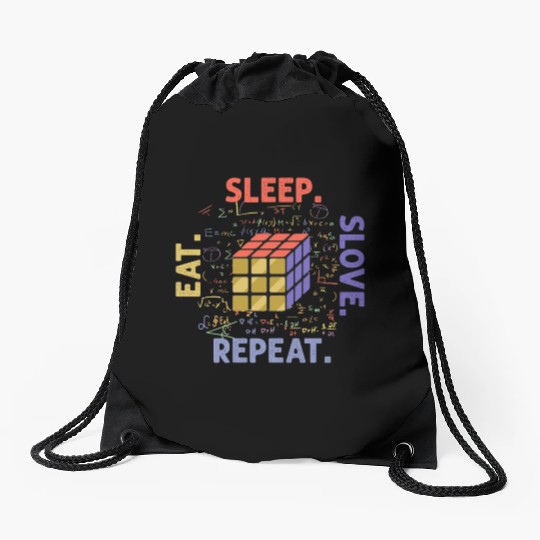 Eat Sleep Solve Repeat Math Speed Cubing Genie Drawstring Bags