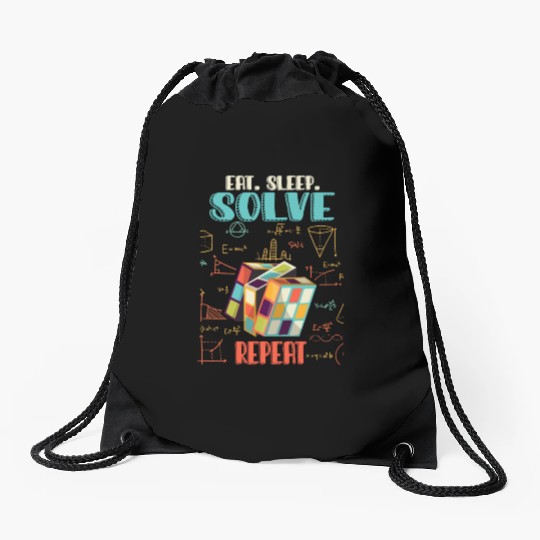 Eat Sleep Solve Repeat Math Speed Cubing Genie Drawstring Bags