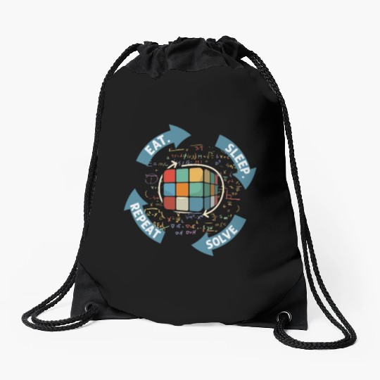 Eat Sleep Solve Repeat Math Speed Cubing Genie Drawstring Bags