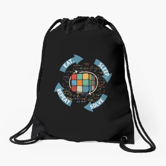 Eat Sleep Solve Repeat Math Speed Cubing Genie Drawstring Bags