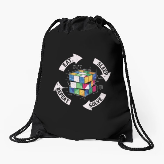 Eat Sleep Solve Repeat Math Speed Cubing Genie Drawstring Bags