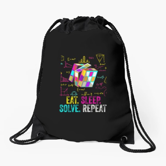Eat Sleep Solve Repeat Math Speed Cubing Genie Drawstring Bags