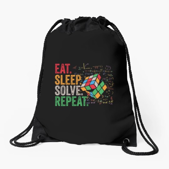 Eat Sleep Solve Repeat Math Speed Cubing Genie Drawstring Bags