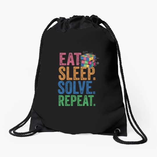 Eat Sleep Solve Repeat Math Speed Cubing Genie Drawstring Bags
