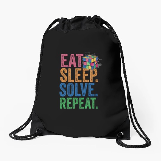 Eat Sleep Solve Repeat Math Speed Cubing Genie Drawstring Bags