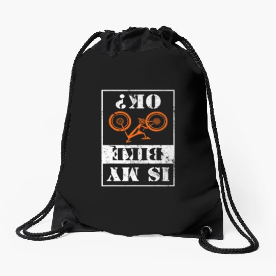 Is My Bike Ok Drawstring Bags Funny Retro Cyclist