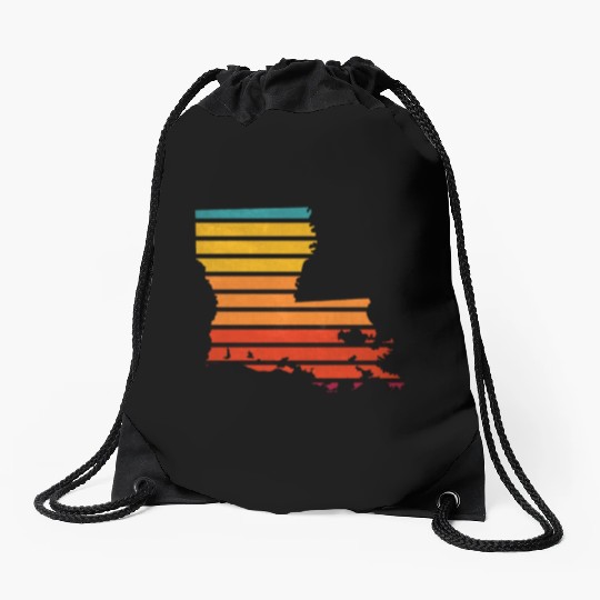Louisiana sticker retro Drawstring Bags