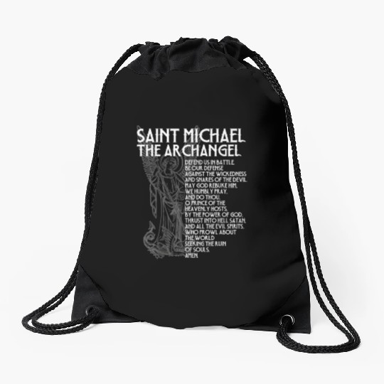 Saint Michael the Archangel Prayer Catholic Tradit Drawstring Bags