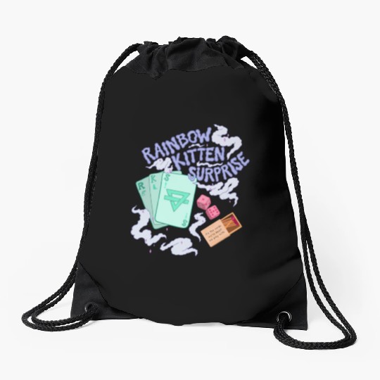 rainbow kitten surprise Drawstring Bags