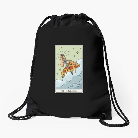 Pizza Tarot Card "The Slice" for a Tarot Reader Drawstring Bags