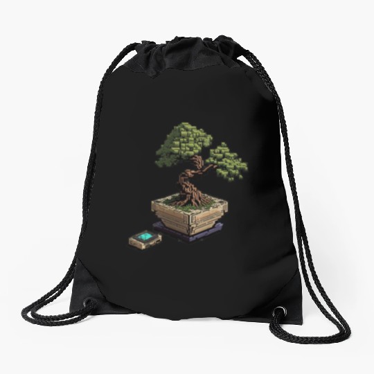 8 Bit Bonsai Tree Drawstring Bags
