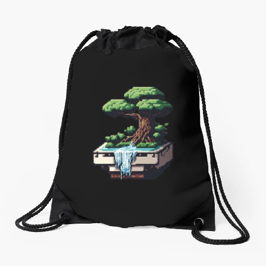 8 Bit Bonsai Tree Drawstring Bags