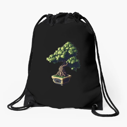 8 Bit Bonsai Tree Drawstring Bags