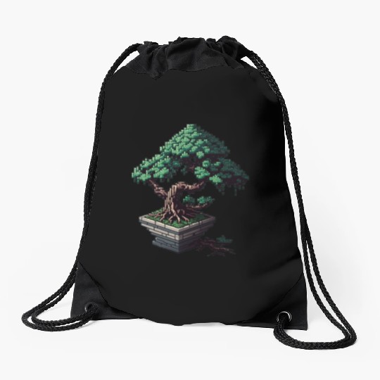 8 Bit Bonsai Tree Drawstring Bags