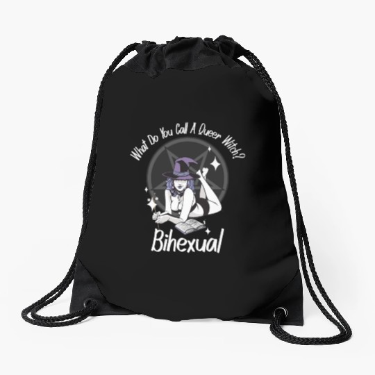 Bihexual Funny Bisexual Queer Witch LGBT Wicca Drawstring Bags