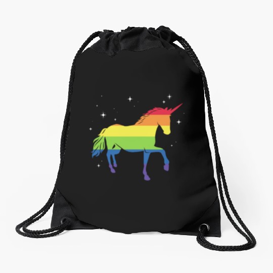 LGBT Unicorn Rainbow Flag Drawstring Bags