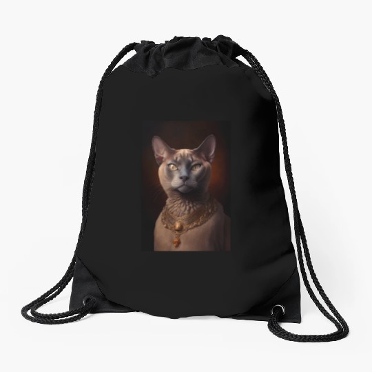 Burmese Cat Breed Portrait Royal Renaissance Anima Drawstring Bags