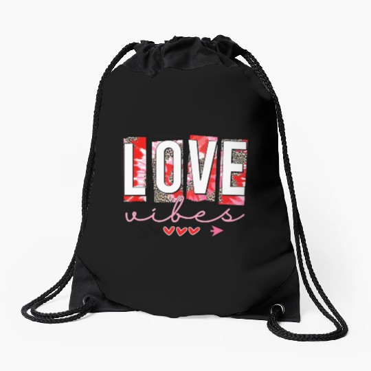 Leopard print cheetah Love Vibes Drawstring Bags Cupids Arrow