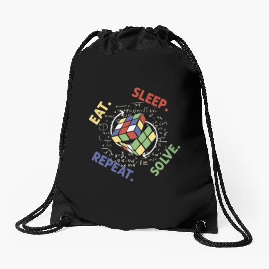 Eat Sleep Solve Repeat Math Speed Cubing Genie Drawstring Bags