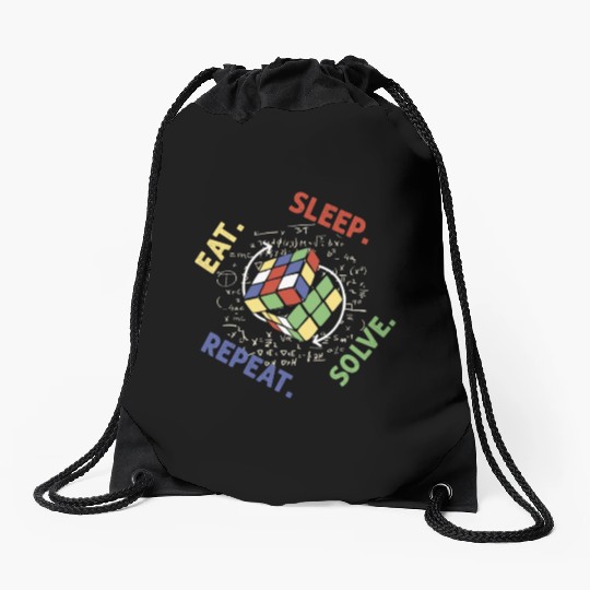 Eat Sleep Solve Repeat Math Speed Cubing Genie Drawstring Bags