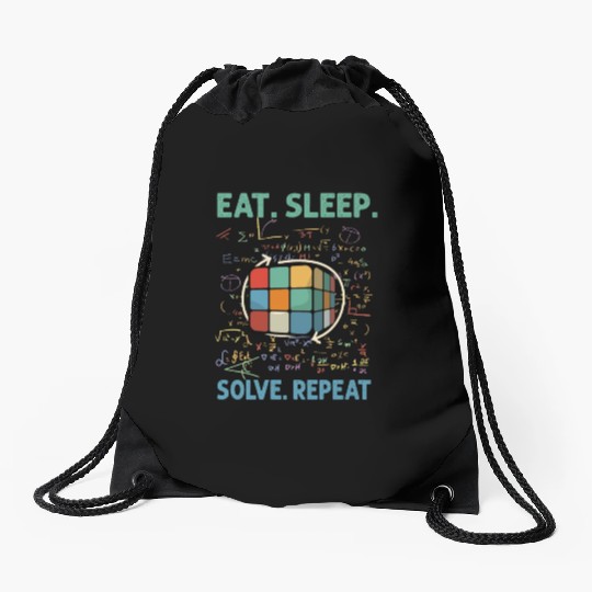 Eat Sleep Solve Repeat Math Speed Cubing Genie Drawstring Bags