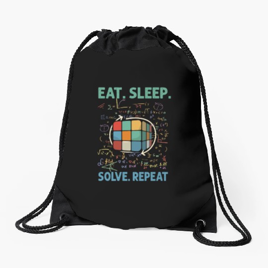 Eat Sleep Solve Repeat Math Speed Cubing Genie Drawstring Bags