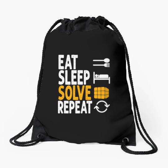 Eat Sleep Solve Repeat Math Speed Cubing Genie Drawstring Bags