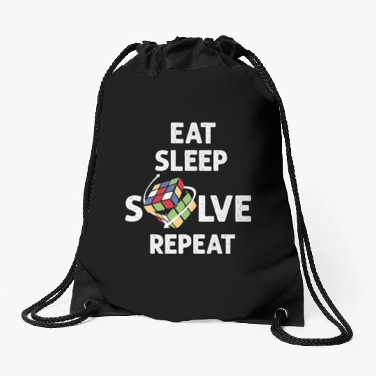 Eat Sleep Solve Repeat Math Speed Cubing Genie Drawstring Bags
