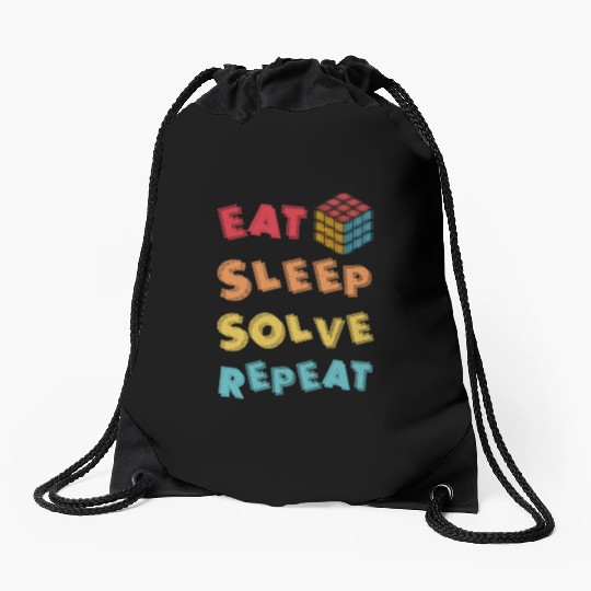 Eat Sleep Solve Repeat Math Speed Cubing Genie Drawstring Bags