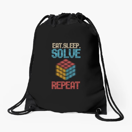 Eat Sleep Solve Repeat Math Speed Cubing Genie Drawstring Bags