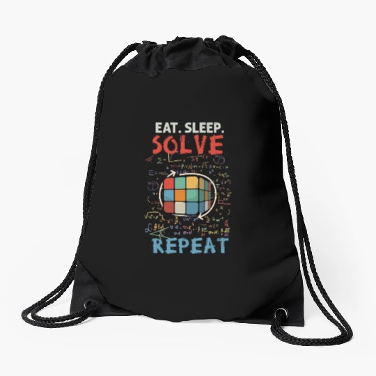 Eat Sleep Solve Repeat Math Speed Cubing Genie Drawstring Bags