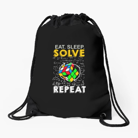Eat Sleep Solve Repeat Math Speed Cubing Genie Drawstring Bags