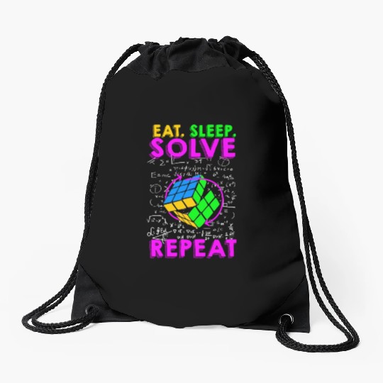 Eat Sleep Solve Repeat Math Speed Cubing Genie Drawstring Bags