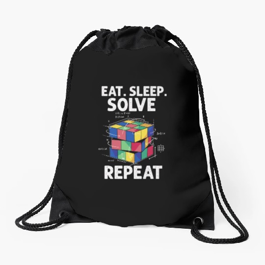 Eat Sleep Solve Repeat Math Speed Cubing Genie Drawstring Bags
