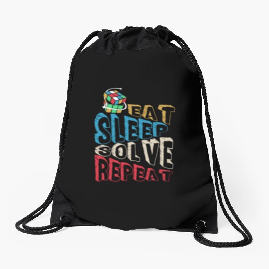 Eat Sleep Solve Repeat Math Speed Cubing Genie Drawstring Bags