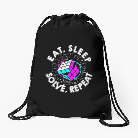 Eat Sleep Solve Repeat Math Speed Cubing Genie Drawstring Bags